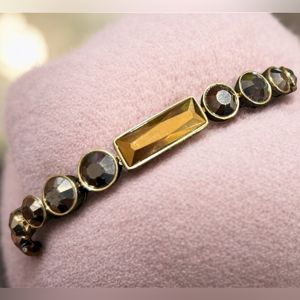 Heidi Daus Art Deco Gold and Brown Crystal Bracelet. Signed